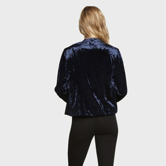 Willow & Clay Blue Velvet Moto Jacket Navy Blue M - Picture 3 of 8